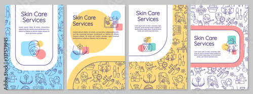 Skin care services, cosmetic procedures brochure template. Flyer, booklet, leaflet print, cover design with linear icons. Vector layouts for magazines, annual reports, advertising posters
