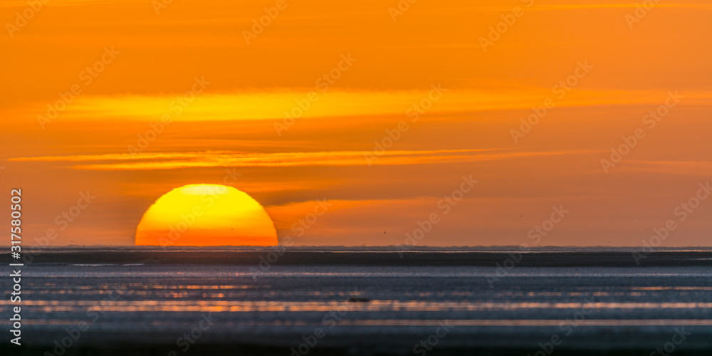 Crépuscule en baie de Somme à marée basse