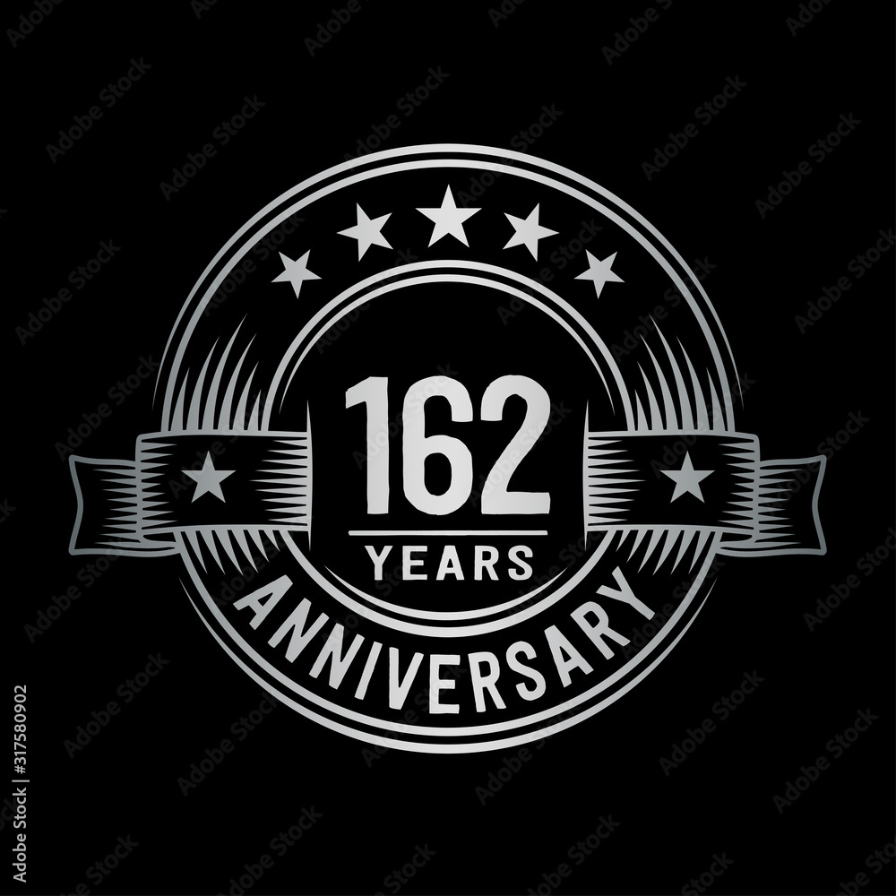162 years anniversary celebration logotype. Vector and illustration.