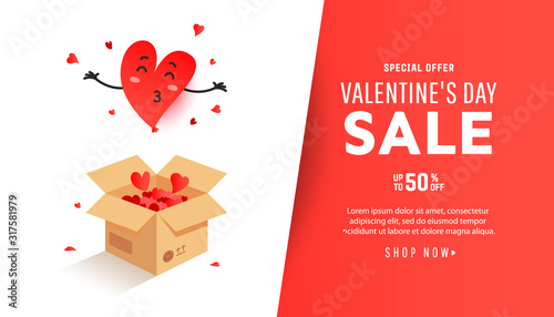 Vector illustration with heart shape balloon levitate in the air isolated on white background