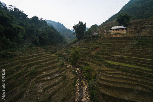 Beautiful panoramic view of the hills from Sa Pa region in Vietnam, Hoàng Liên Son Mountains, in Lao Cai Province, Asia photo