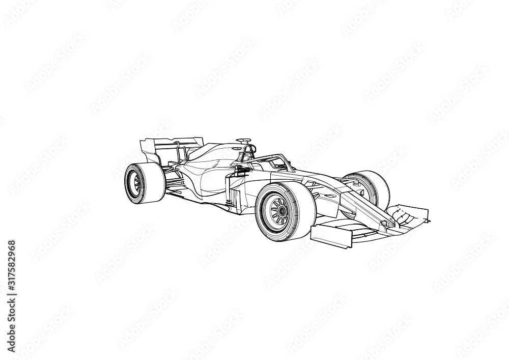 Obraz premium Silhouette F1 Car Vector