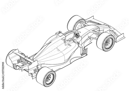 Silhouette F1 Car Vector