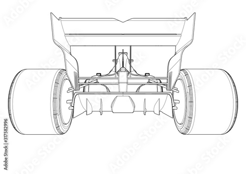 Silhouette F1 Car Vector