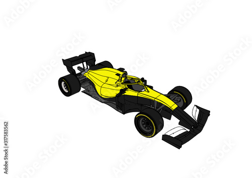 Colored F1 Car Vector