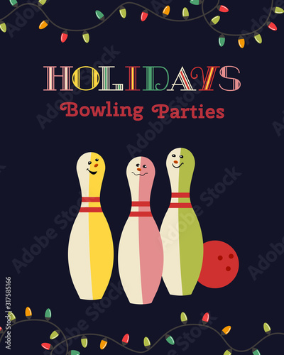 Template Design Poster Holidays bowling vector