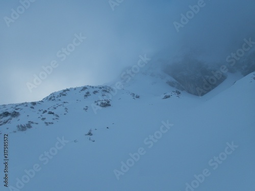 winter skitouring areaarounf Laufener hutte in tennengebirge in austria photo