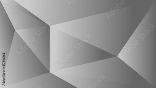 Polygon triangle in black and white vector gradient background