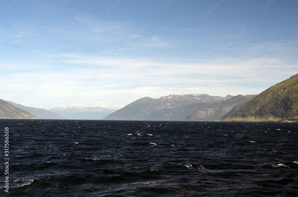  Sognefjord, Norway, Scandinavia.  View from the board of Flam - Bergen ferry. 