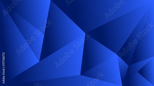 Polygon triangle in dark, blue vector gradient background