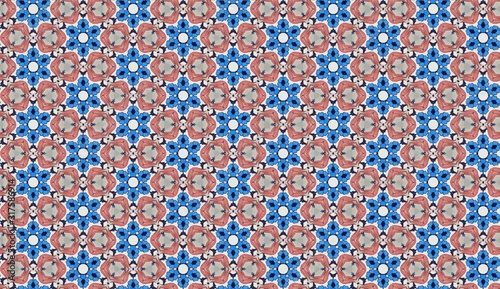Seamless Pattern  Triangle shapes  White Star Light on Blue Textile  Wooden  Turkish Tiles Pattern 