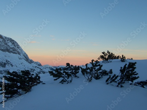 winter skitouring areaarounf Laufener hutte in tennengebirge in austria photo