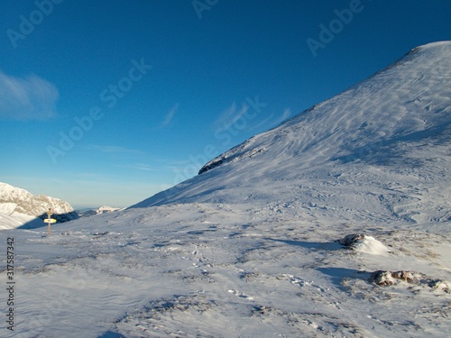 winter skitouring areaarounf Laufener hutte in tennengebirge in austria © luciezr