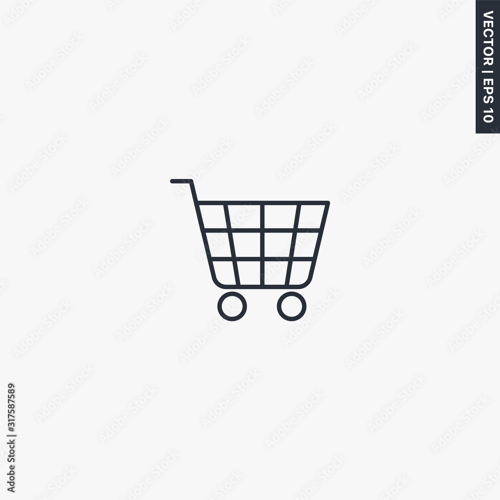 Shopping cart, linear style sign for mobile concept and web design