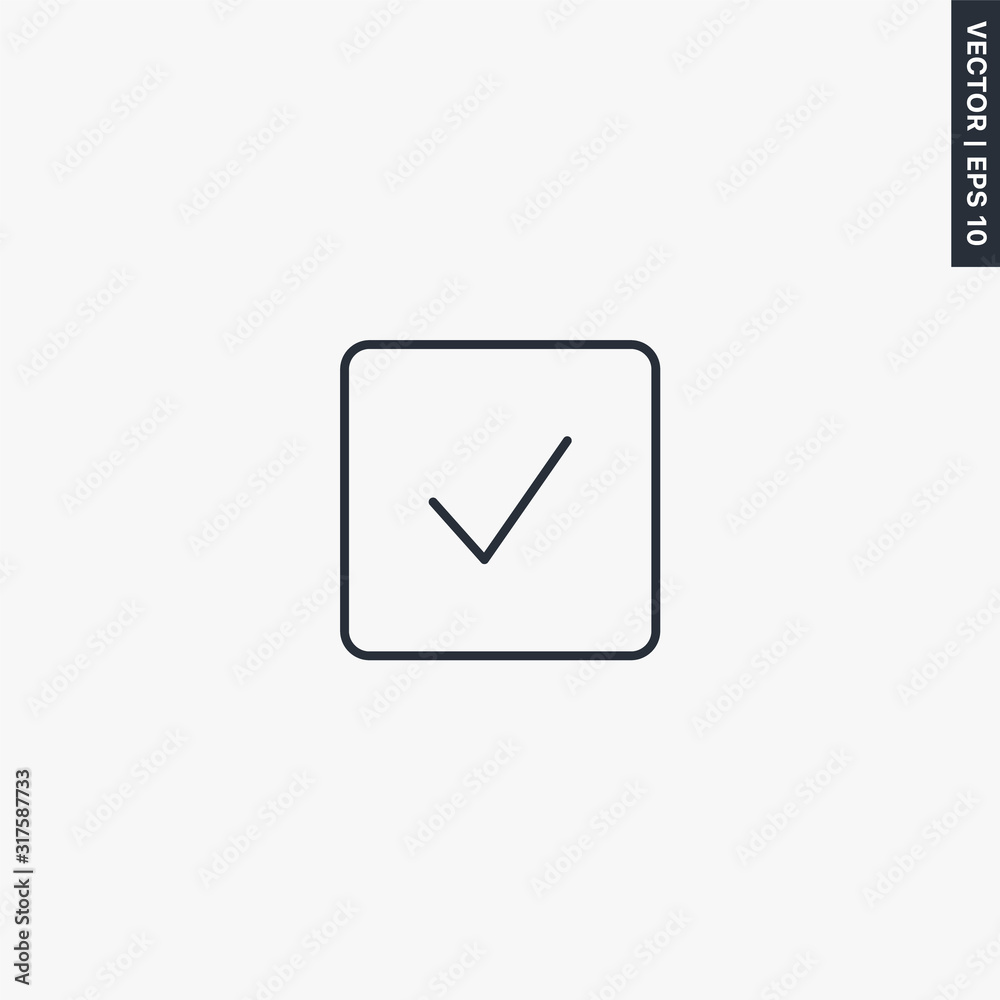 Tick, consent, linear style sign for mobile concept and web design Tick, consent, linear style sign for mobile concept and web design