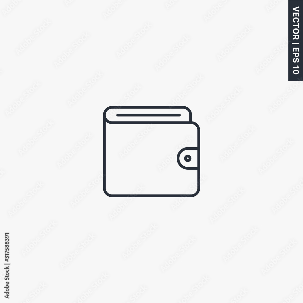 Wallet, linear style sign for mobile concept and web design Wallet, linear style sign for mobile concept and web design
