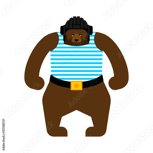 Bear Tankman. beast Russian soldier. February 23. Defenders of Fatherland Day vector illustration