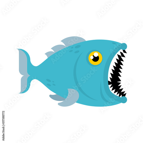 Predatory fish with open mouth isolated. vector illustration