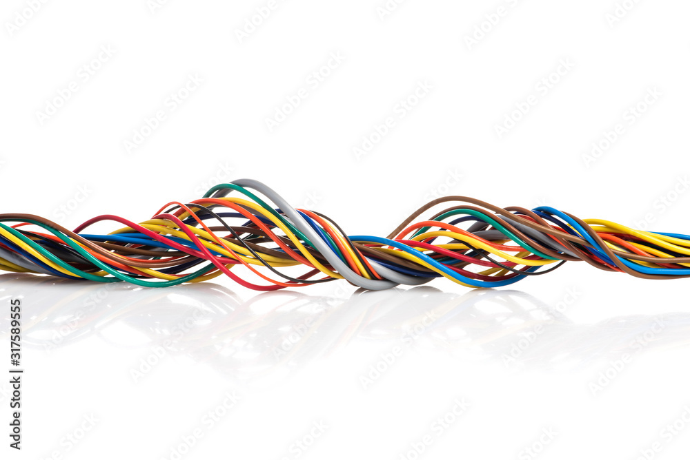 Swirl of colorful cable on white background Swirl of colorful cable on white background