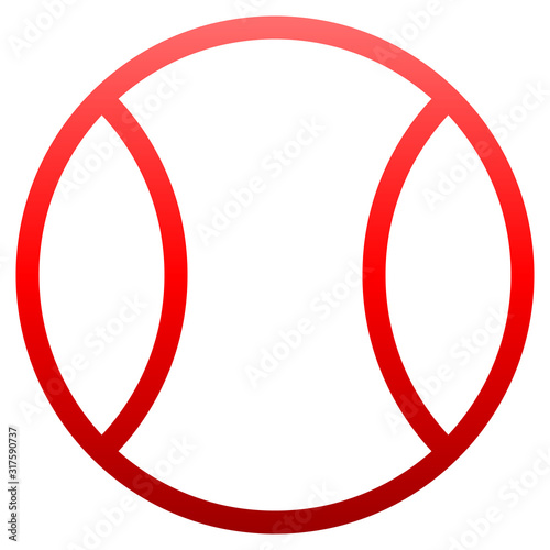 Tennis ball sign icon - red simple gradient outline, isolated - vector
