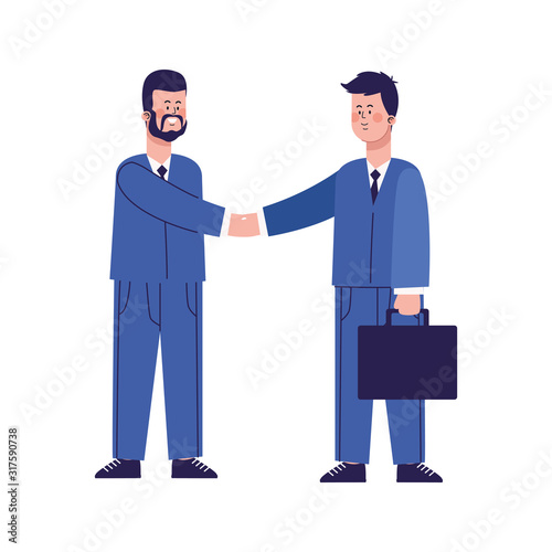 cartoon businessmen shaking hands