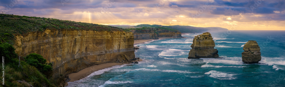 gibson steps at sunrise, twelve apostles, great ocean road in victoria, australia