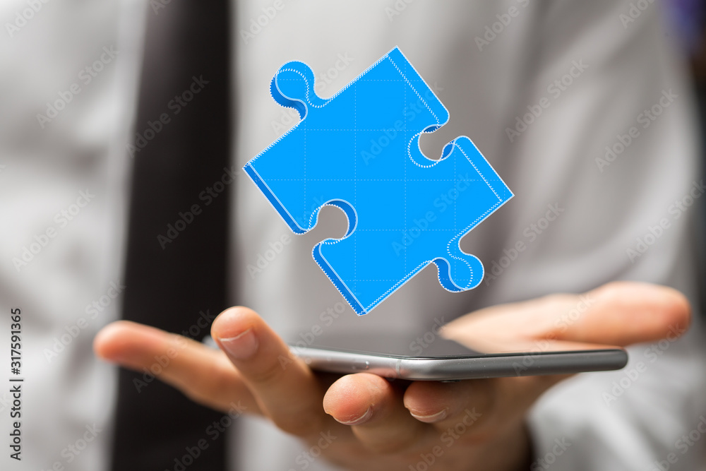 puzzle hand solution concept business. puzzle hand solution concept business.