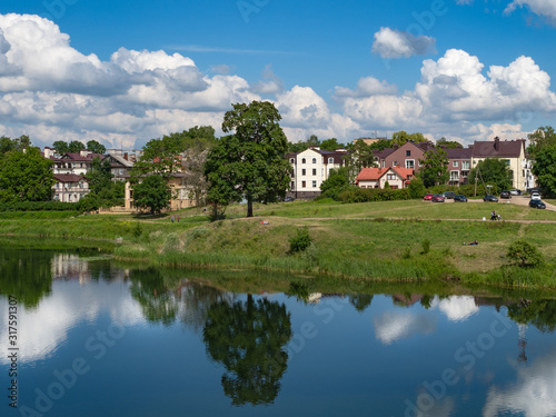 Rural life on the lake in the spring.