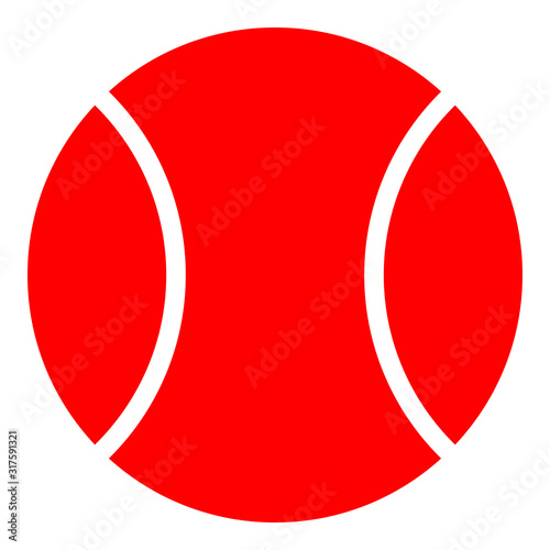 Tennis ball sign icon - red simple, isolated - vector