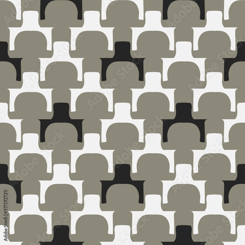 Monochrome seamless pattern with geometric elements.
