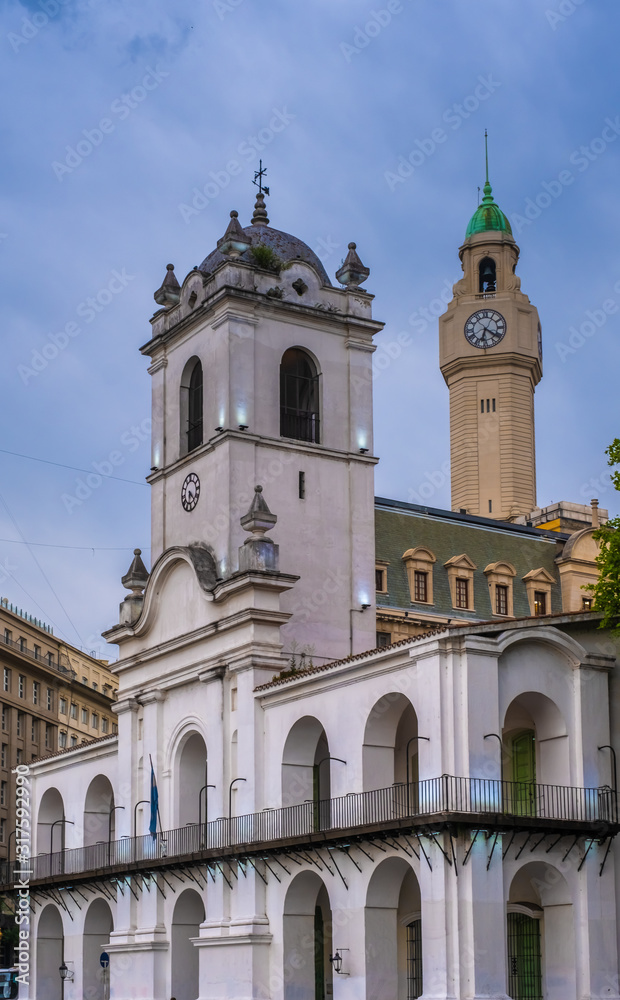 The historical colonial-era Cabildo (old city hall), Plaza de Mayo, Buenos Aires, Argentina
