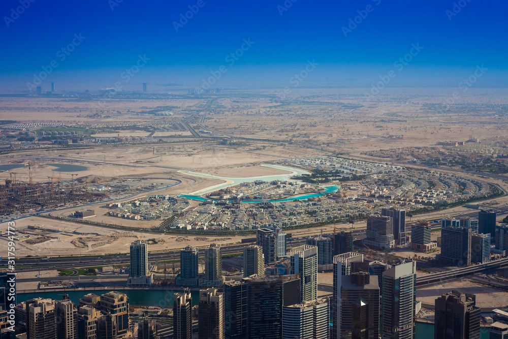 Obraz premium Dubai city under construction. aerial view