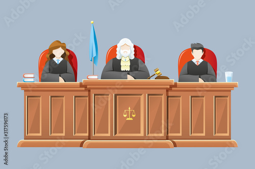 Vector illustration Supreme court with judges