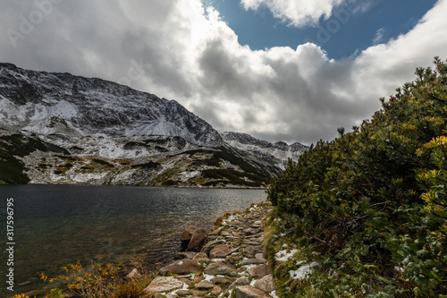 First snow in autumn in Tatra Mountains in Poland