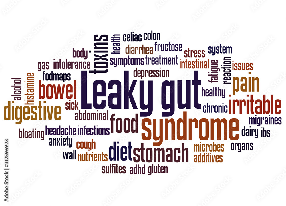 Leaky gut syndrome word cloud concept