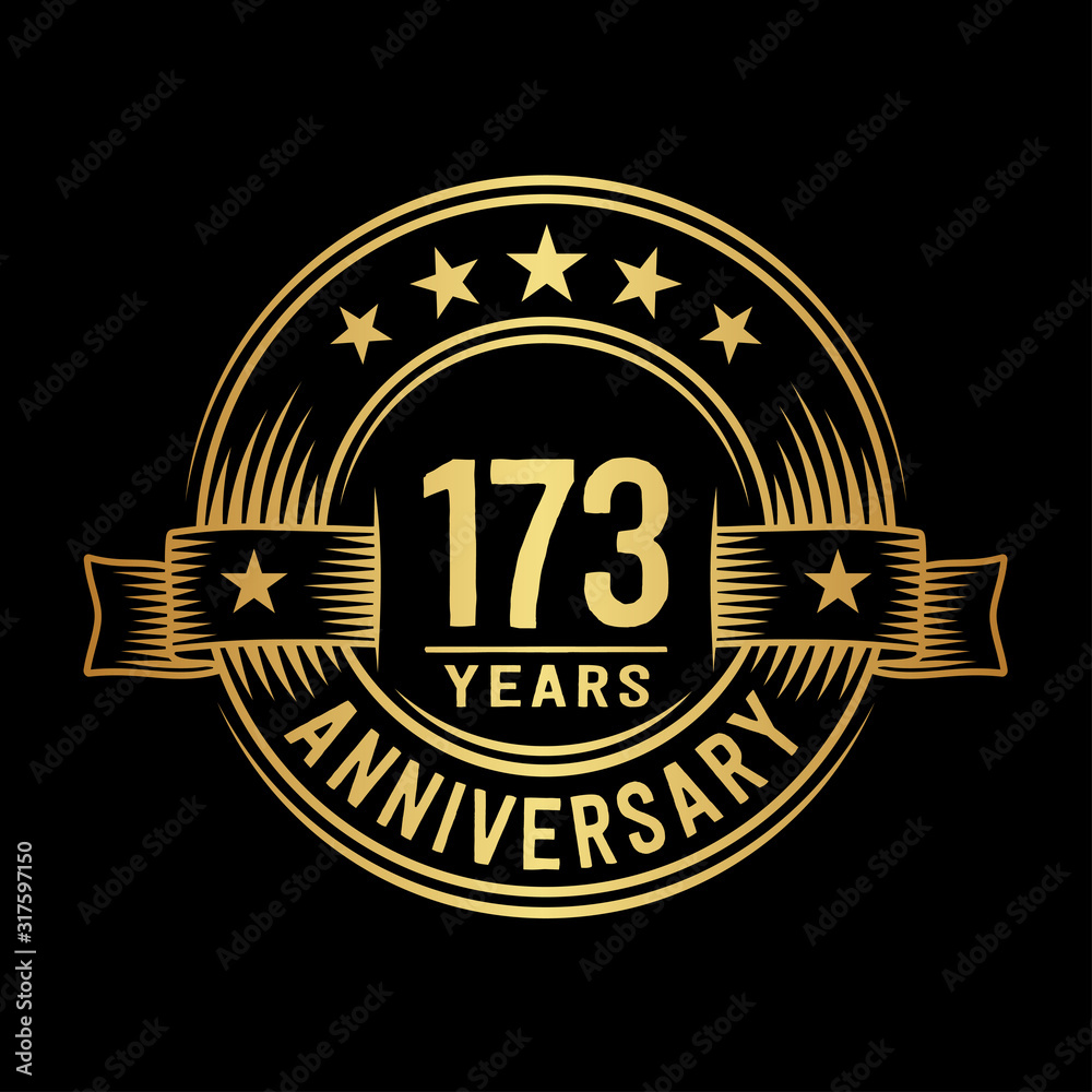 173 years anniversary celebration logotype. Vector and illustration.
