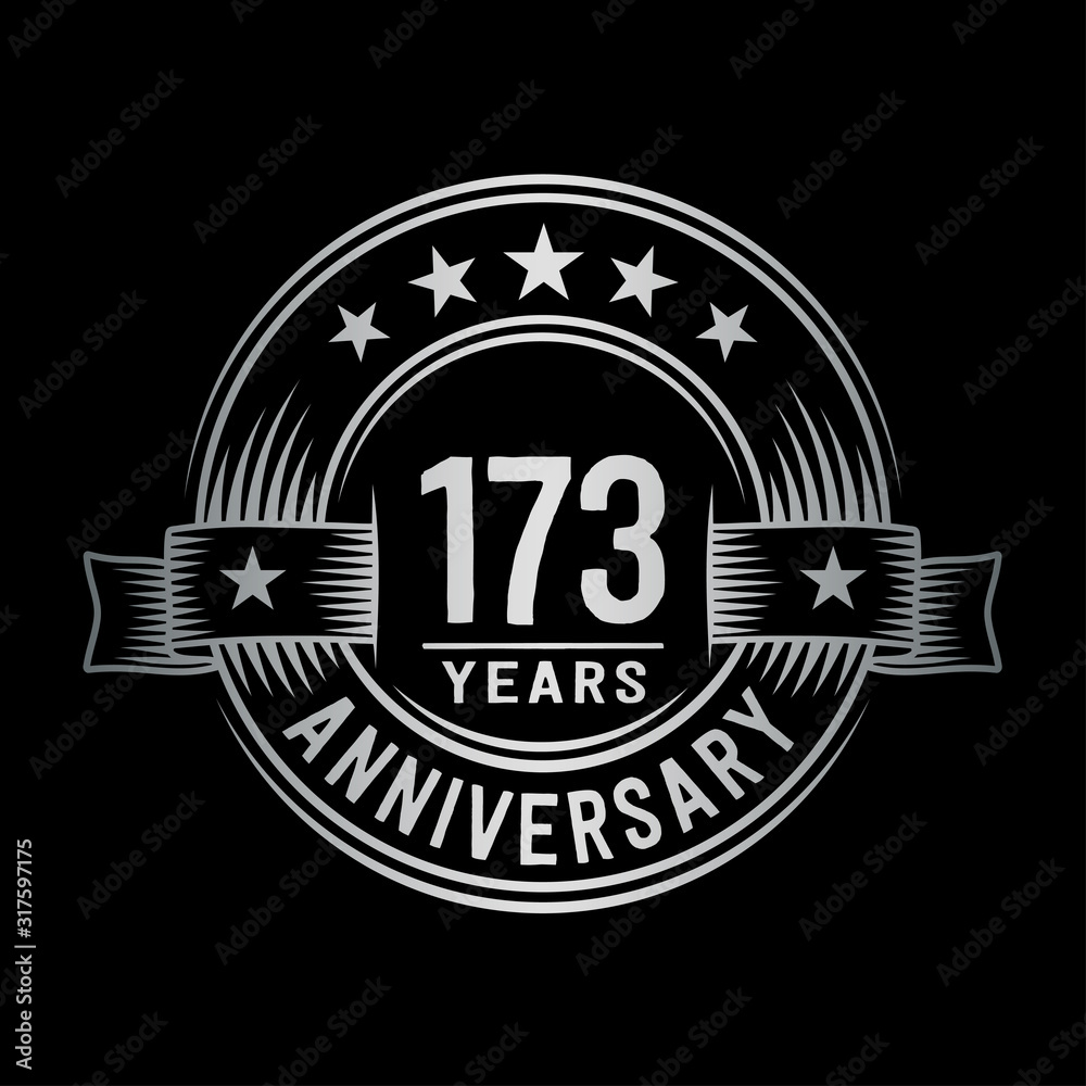 173 years anniversary celebration logotype. Vector and illustration.