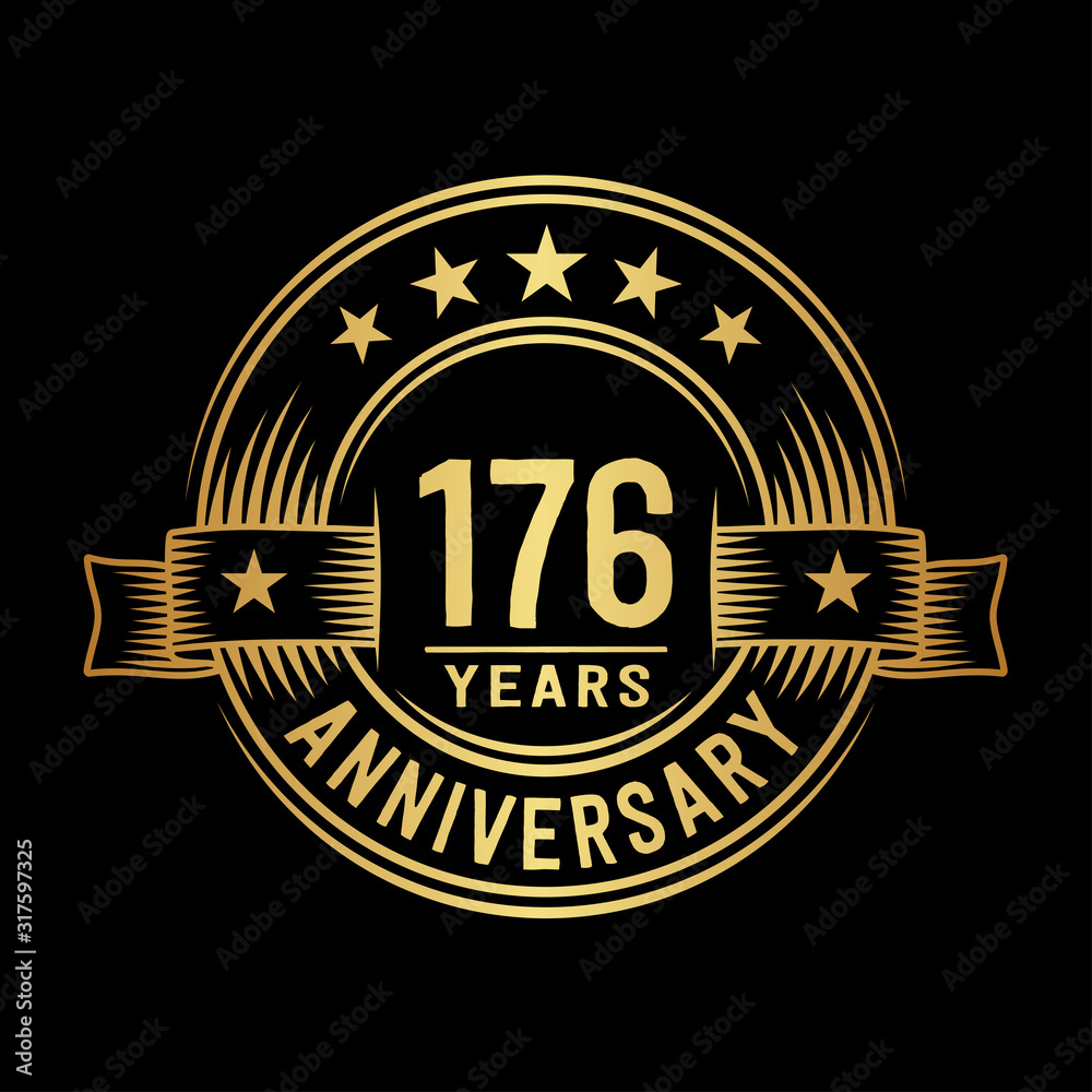176 years anniversary celebration logotype. Vector and illustration.