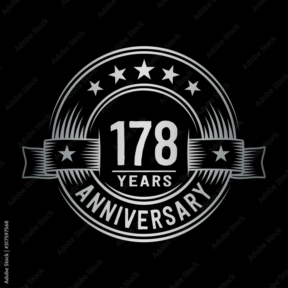 Fototapeta premium 178 years anniversary celebration logotype. Vector and illustration.