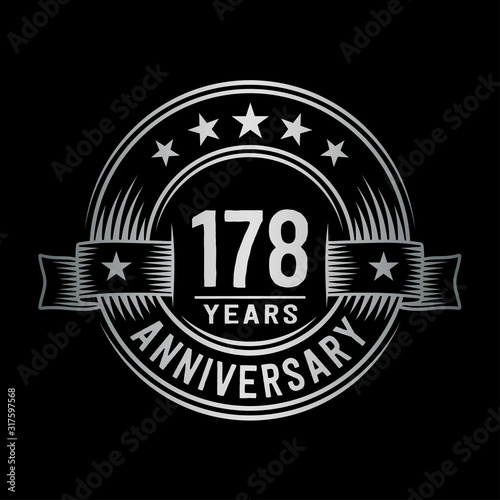 178 years anniversary celebration logotype. Vector and illustration.