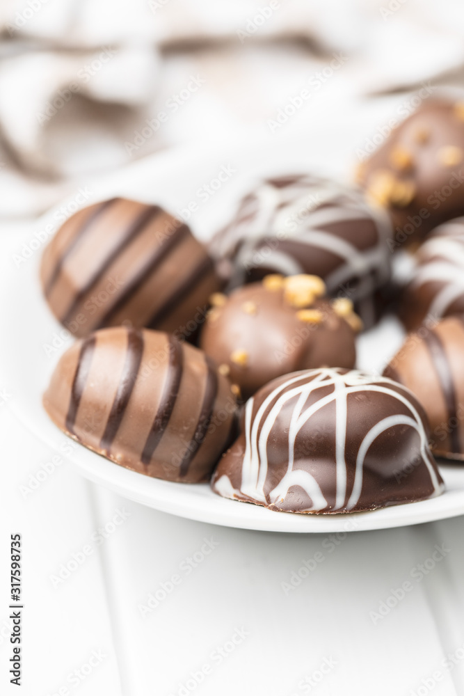 Praline bonbons. Chocolate truffles. Praline bonbons. Chocolate truffles.