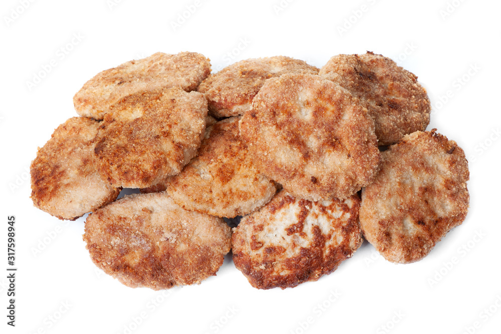 Pile of small hand made cutlets Pile of small hand made cutlets
