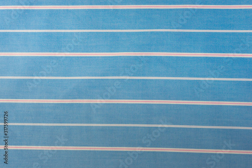  blue fabric with  horizontal white and red stripes