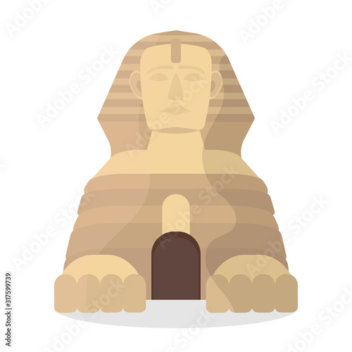 Egyptian sphinx vector isolated on white background.