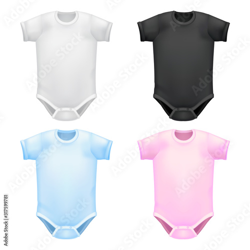 Baby Bodysuit Mockup Set in Realistic Style