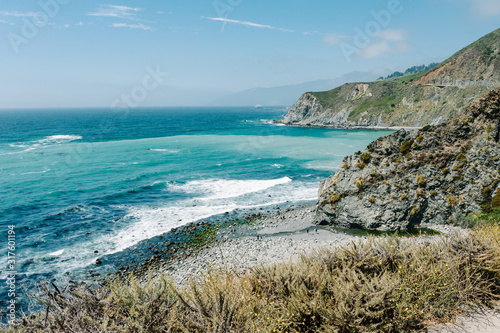 Scenic view of the ocean from Highway 1, California, USA