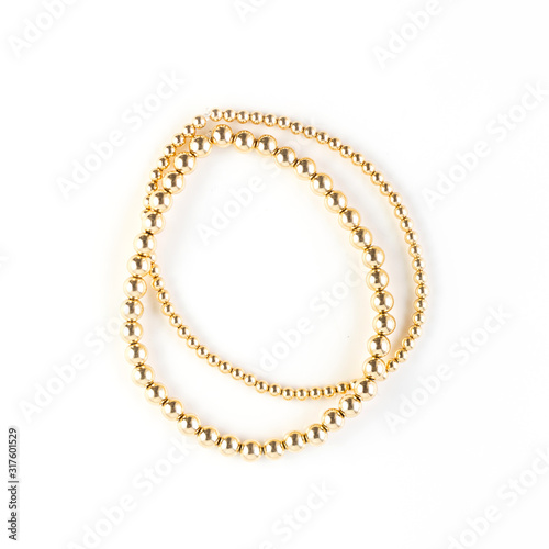 Gold Metal Bracelet White Isolated Background