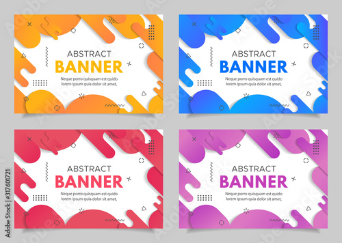 Banner for sale, offer, advertisement. Trendy background, flyer, poster, page. Cover with abstract elements, red, blue, orange and purple gradient