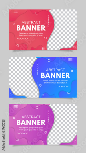 Banner for sale, offer, advertisement. Trendy background, flyer, poster, page. Cover with abstract elements, red, blue, and purple gradient