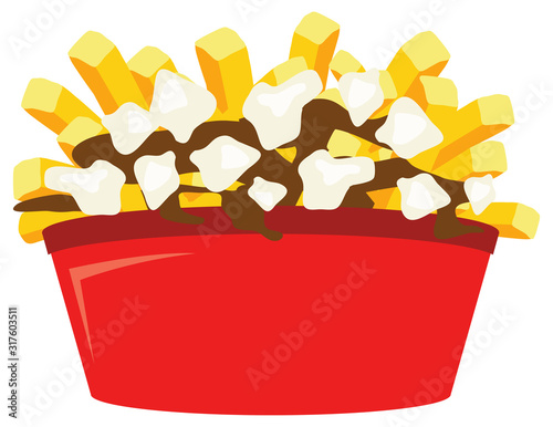  Poutine quebec meal french fries vector illustration